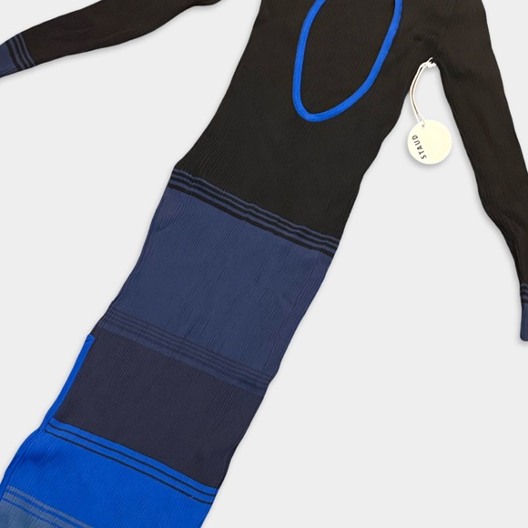 STAUD Black and Blue Long Sleeve Dress - Picture 5 of 5